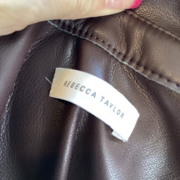 REBECCA TAYLOR FAUX LEATHER SOFT BUTTON DOWN JACKET SIZE MED - Picture 8 of 9